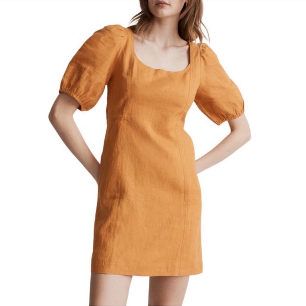 Perfect spring orange dress with pockets